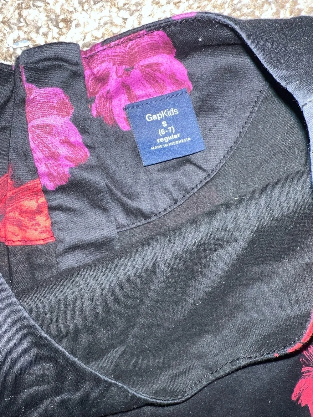 GAP Black Dress with Pink and Red Floral Print
